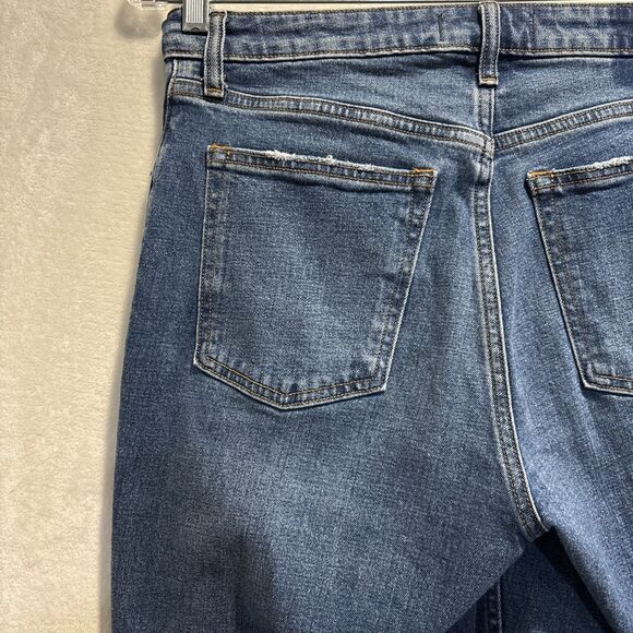 Abercrombie & Fitch The Mom High Rise Jeans Distressed Blue Denim Size 8 Stretch - Picture 7 of 12